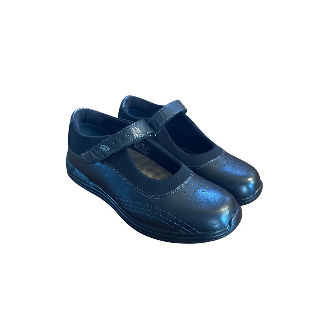 Women 9W Drew Rose Black Leather Comfort Shoes Flats Orthopedic Therapeutic